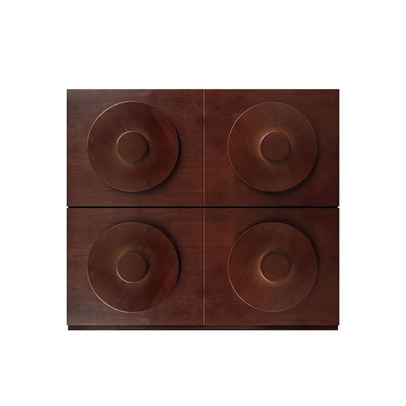 Traditional Vintage Square Rubberwood Plywood Storage Cabinet 1-Drawer & 1-Cabinet For Living Room