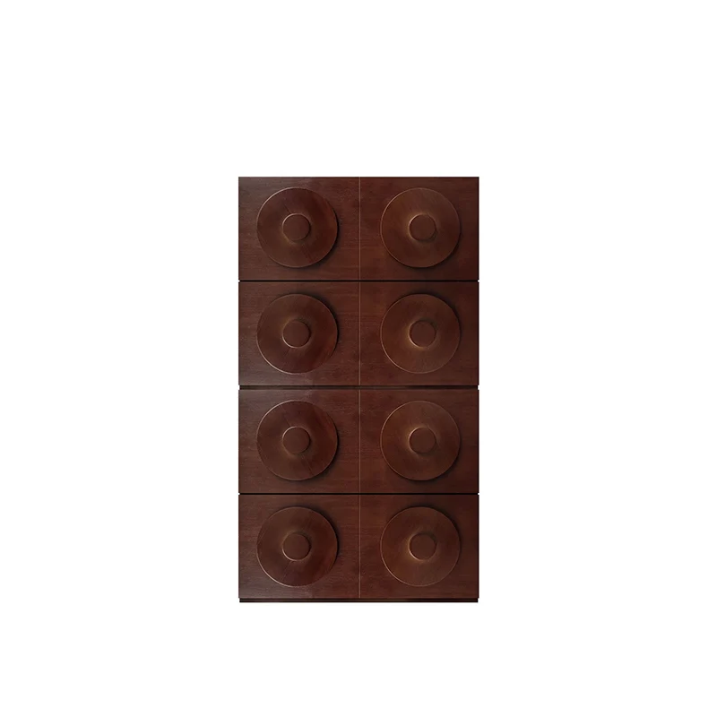 Traditional Vintage Square Rubberwood Plywood Storage Cabinet 1-Drawer & 1-Cabinet For Living Room