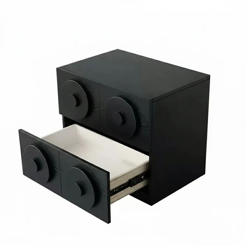 Traditional Vintage Square Rubberwood Plywood Storage Cabinet 1-Drawer & 1-Cabinet For Living Room