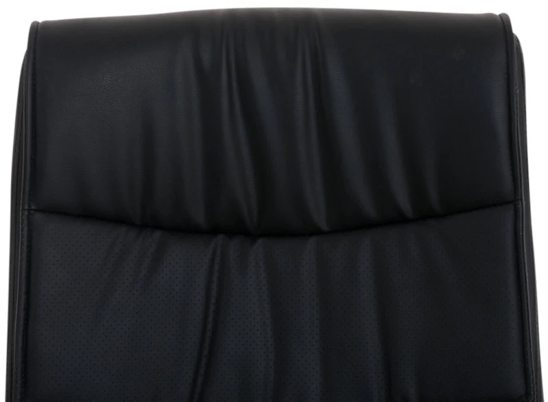 Lot de 2 fauteuils de bureau avec accoudoirs sans roulettes en PVC noir pieds en métal chromé 10_0001692