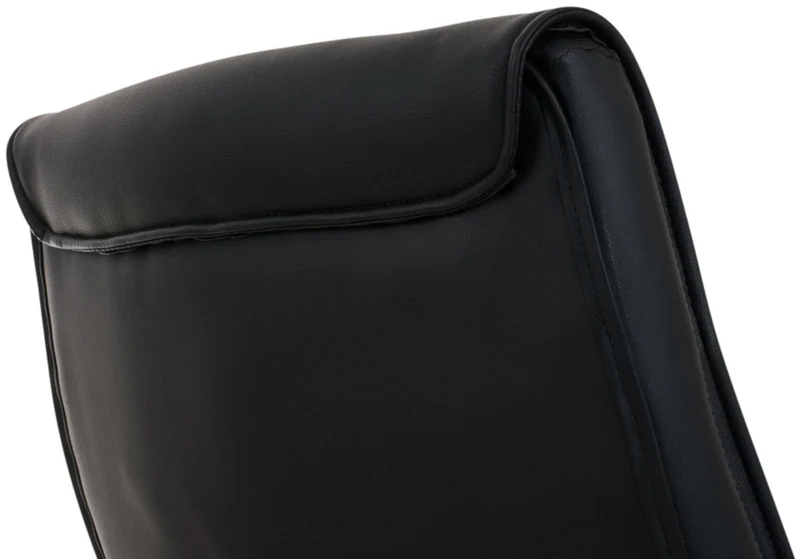 Lot de 2 fauteuils de bureau avec accoudoirs sans roulettes en PVC noir pieds en métal chromé 10_0001692