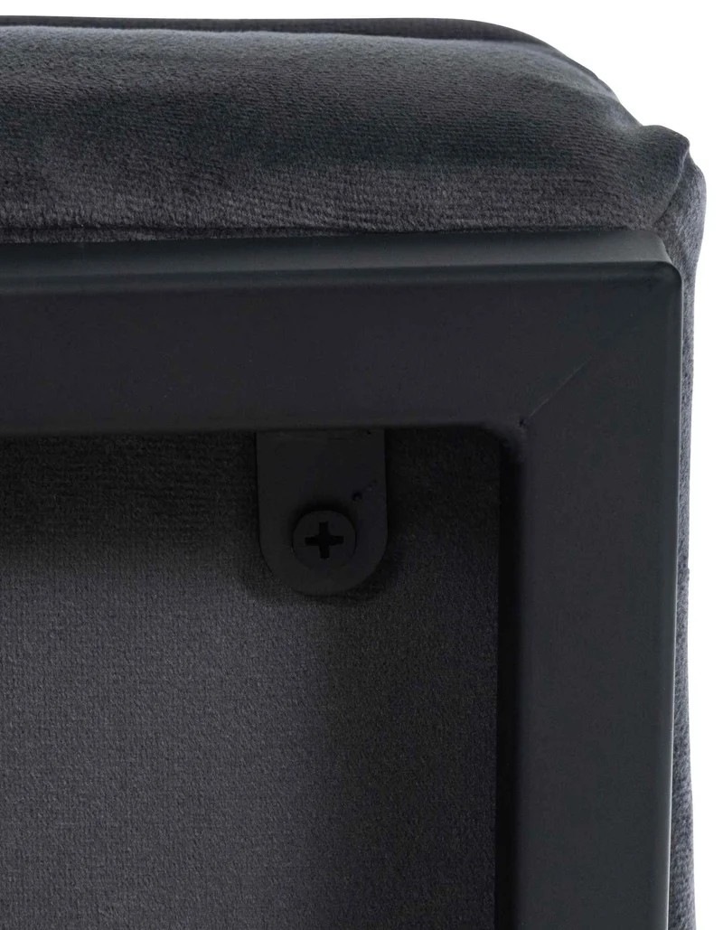 Fauteuil lounge en velours gris et cadre métallique capitonné design minimaliste FAL10546