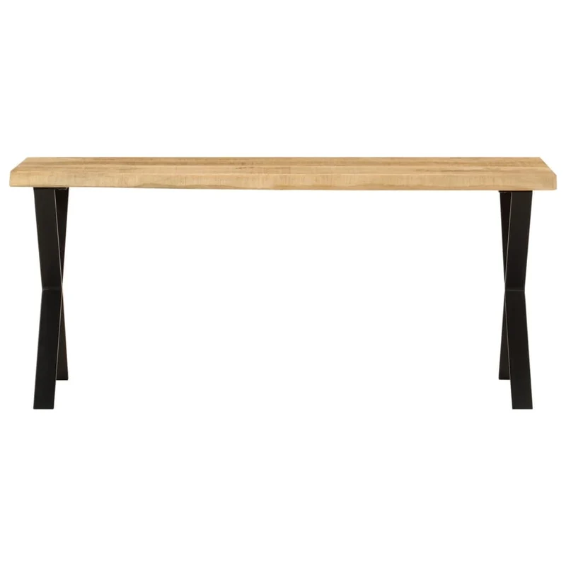 Banquette banc design rustique 105 cm bois de manguier massif brun pieds en forme de X en acier DEC024626