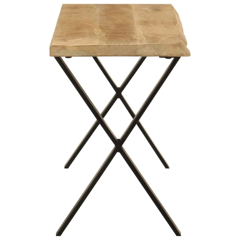 Banquette banc design rustique 105 cm bois de manguier massif brun pieds en forme de X en acier DEC024626