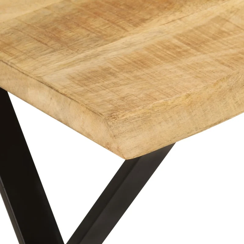 Banquette banc design rustique 105 cm bois de manguier massif brun pieds en forme de X en acier DEC024626