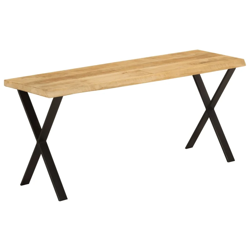 Banquette banc design rustique 105 cm bois de manguier massif brun pieds en forme de X en acier DEC024626