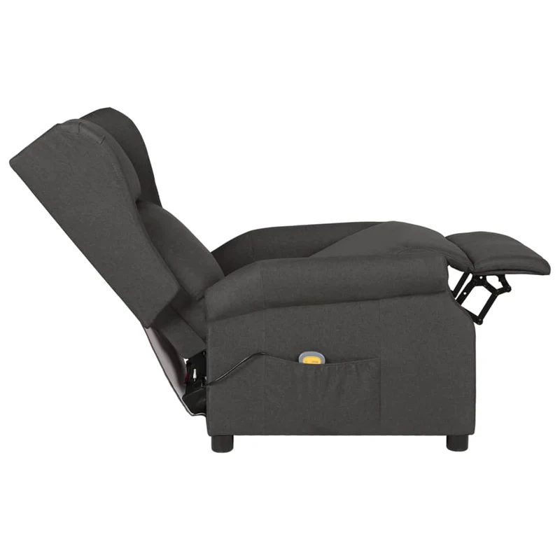 Fauteuil de relaxation avec fonction massage inclinaison manuelle en tissu gris foncé DEC029211