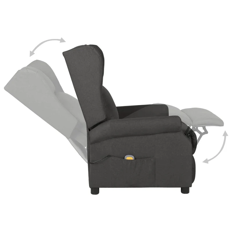Fauteuil de relaxation avec fonction massage inclinaison manuelle en tissu gris foncé DEC029211