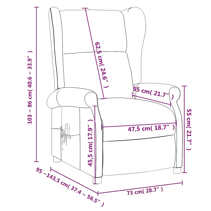 Fauteuil de relaxation avec fonction massage inclinaison manuelle en tissu gris foncé DEC029211