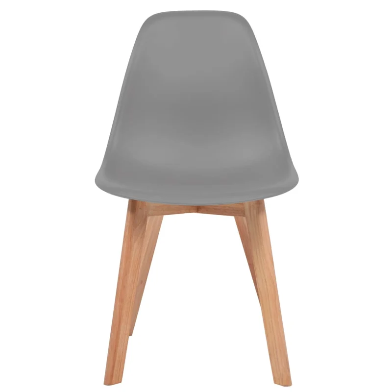 Set de 2 chaises de salle à manger cuisine en plastique gris pieds en bois DEC025531