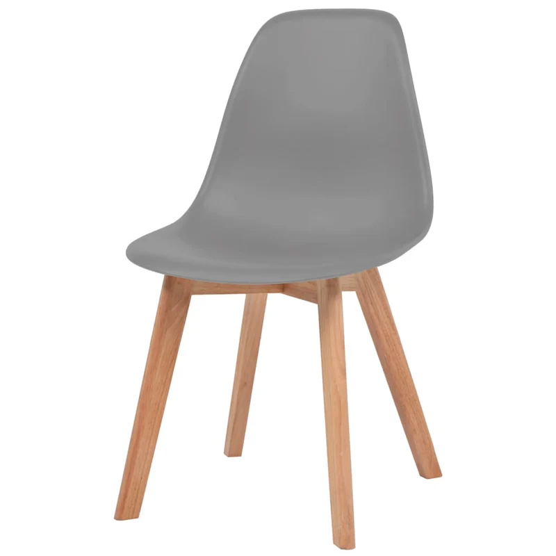 Set de 2 chaises de salle à manger cuisine en plastique gris pieds en bois DEC025531