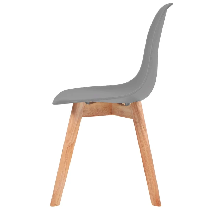 Set de 2 chaises de salle à manger cuisine en plastique gris pieds en bois DEC025531