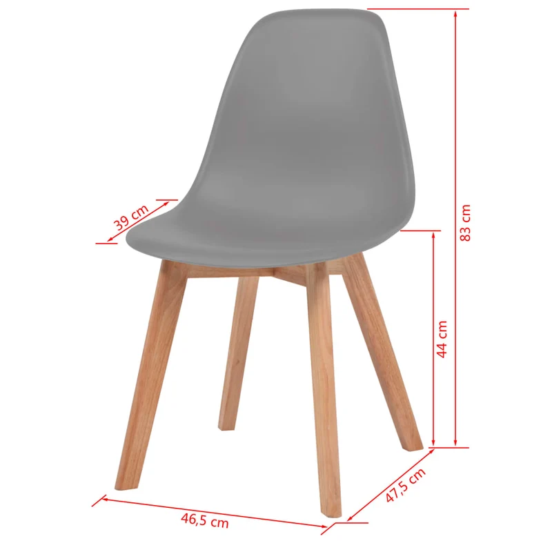 Set de 2 chaises de salle à manger cuisine en plastique gris pieds en bois DEC025531
