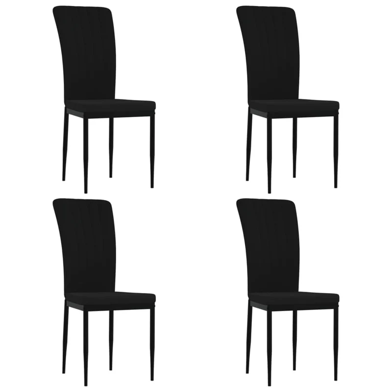 Set de 4 chaises de salle à manger design moderne en tissu velours noir cadre en fer DEC025649