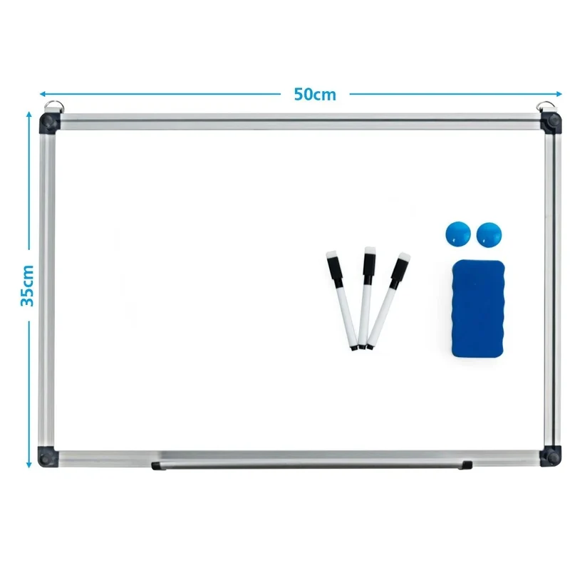 Tableau effaçable à sec de 50 x 35 cm tableau mural avec plateau amovible tableau blanc magnétique à cadre en aluminium 20_0001227