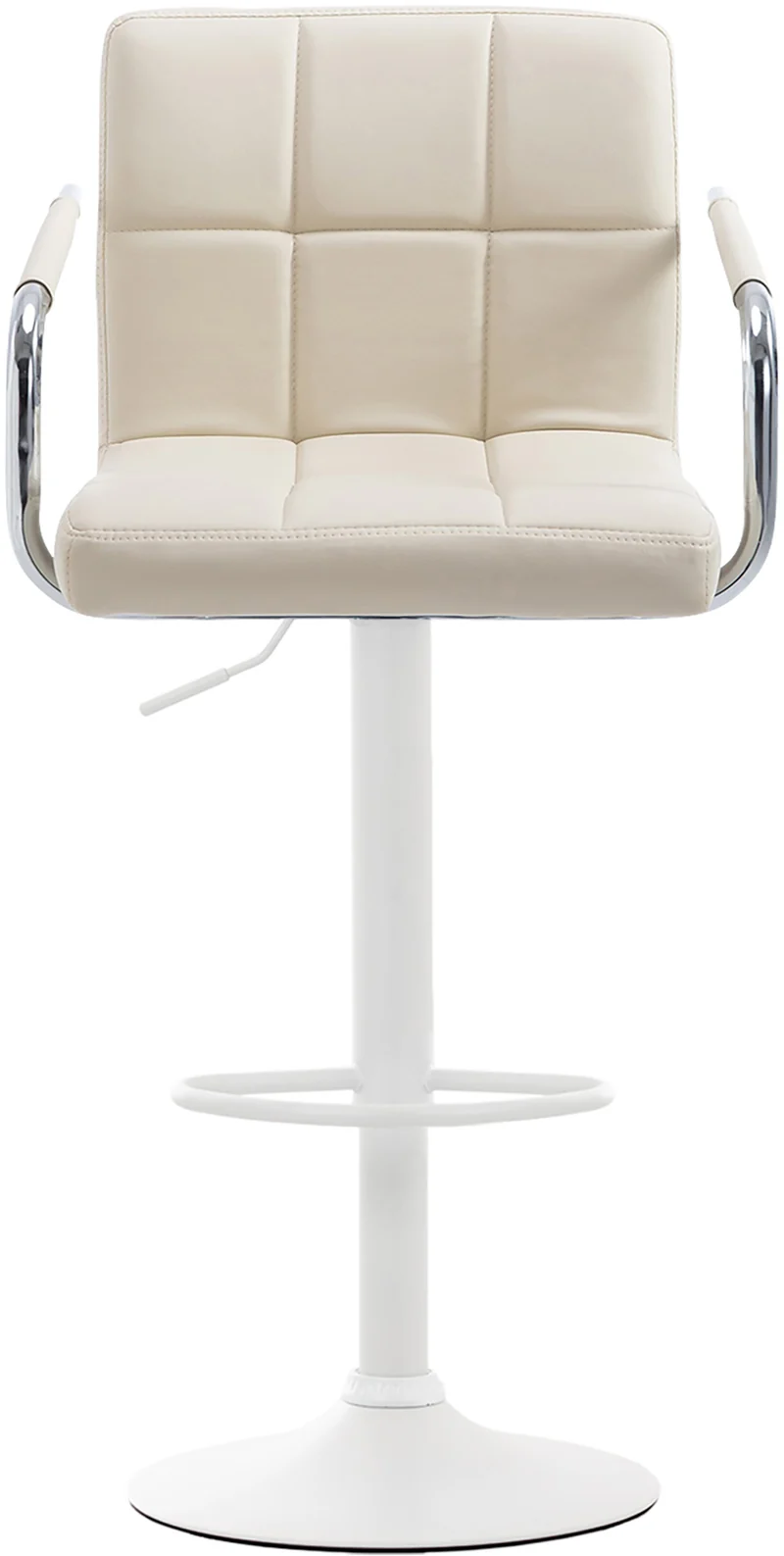 Tabouret de bar x1 repose-pieds en synthétique crème pieds trompette en métal blanc mat TDB10525