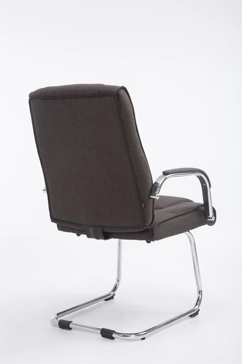 Fauteuil de bureau sans roulettes accoudoirs chaise visiteur charge maximale 180 kg en tissu gris foncé cadre en métal 10_0003251