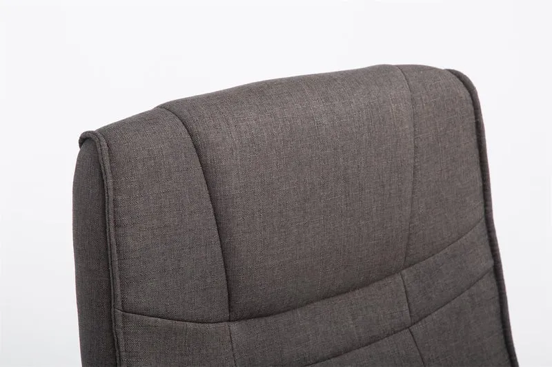 Fauteuil de bureau sans roulettes accoudoirs chaise visiteur charge maximale 180 kg en tissu gris foncé cadre en métal 10_0003251