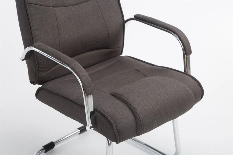 Fauteuil de bureau sans roulettes accoudoirs chaise visiteur charge maximale 180 kg en tissu gris foncé cadre en métal 10_0003251
