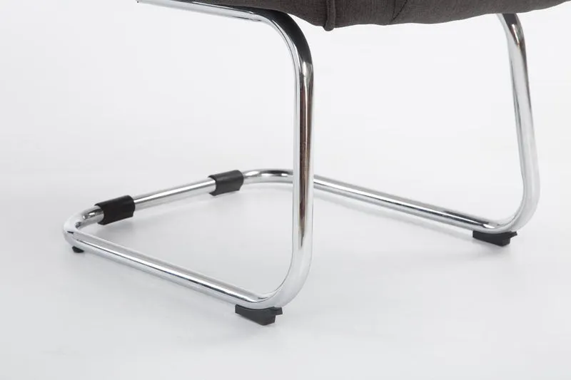 Fauteuil de bureau sans roulettes accoudoirs chaise visiteur charge maximale 180 kg en tissu gris foncé cadre en métal 10_0003251