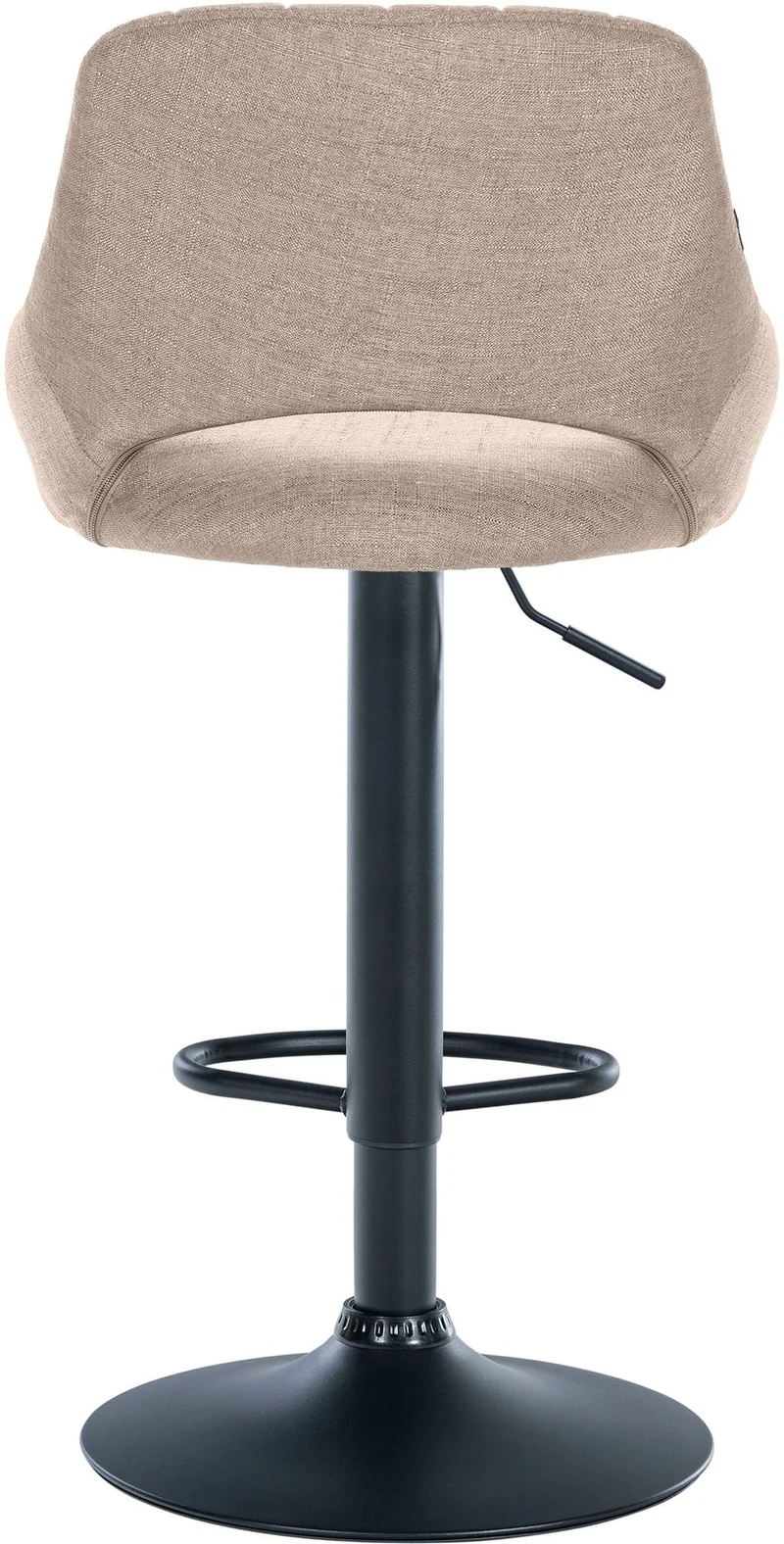 Lot de 2 tabourets de bar réglables en tissu taupe dossier ajouré et pied métal noir 10_0005581