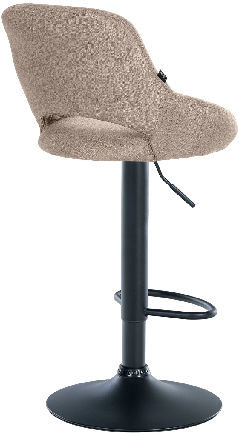 Lot de 2 tabourets de bar réglables en tissu taupe dossier ajouré et pied métal noir 10_0005581