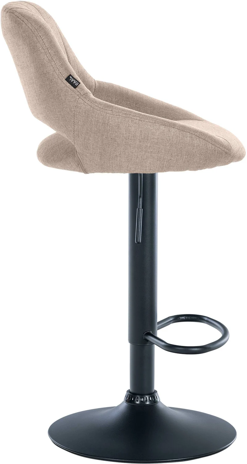 Lot de 2 tabourets de bar réglables en tissu taupe dossier ajouré et pied métal noir 10_0005581
