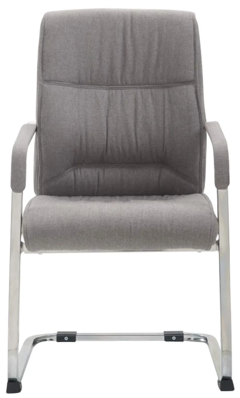 Lot de 2 chaises de bureau avec accoudoirs XXL en tissu gris cadre en métal chromé 10_0003124