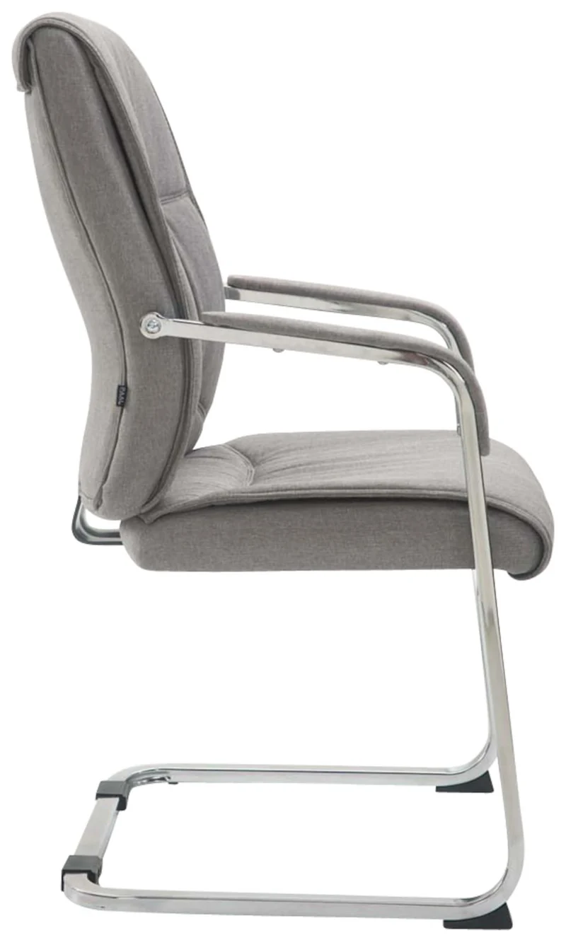 Lot de 2 chaises de bureau avec accoudoirs XXL en tissu gris cadre en métal chromé 10_0003124
