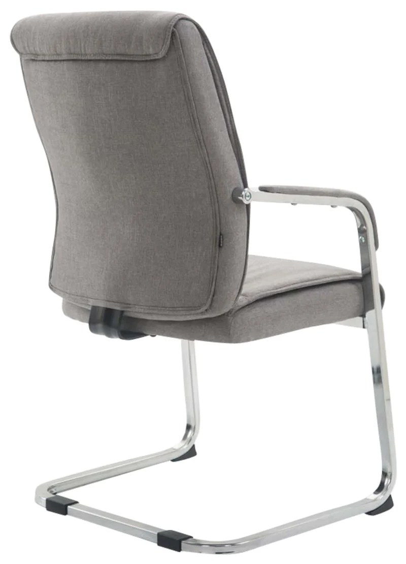 Lot de 2 chaises de bureau avec accoudoirs XXL en tissu gris cadre en métal chromé 10_0003124
