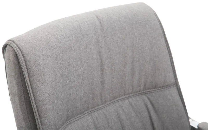 Lot de 2 chaises de bureau avec accoudoirs XXL en tissu gris cadre en métal chromé 10_0003124