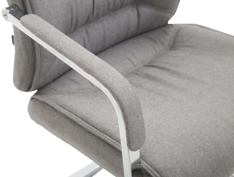 Lot de 2 chaises de bureau avec accoudoirs XXL en tissu gris cadre en métal chromé 10_0003124