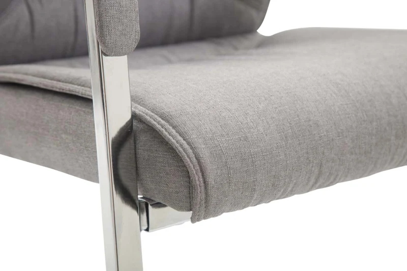 Lot de 2 chaises de bureau avec accoudoirs XXL en tissu gris cadre en métal chromé 10_0003124
