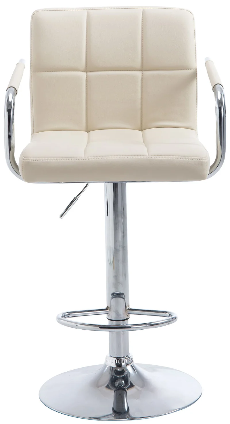 Tabouret de bar x1 repose-pieds en synthétique crème pieds trompette en métal chromé TDB10519