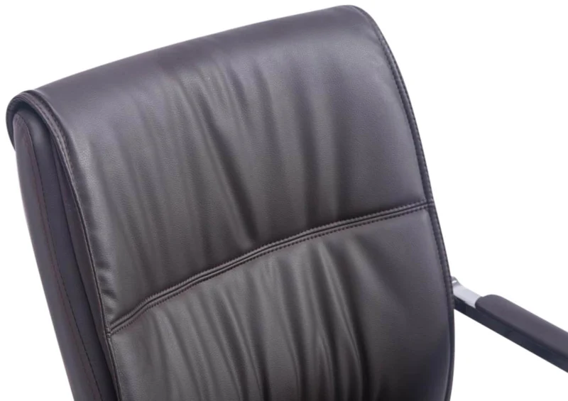 Lot de 2 fauteuils de bureau sans roulettes XXL jusqu'à 260 kg en PVC marron et métal chromé 10_0002351