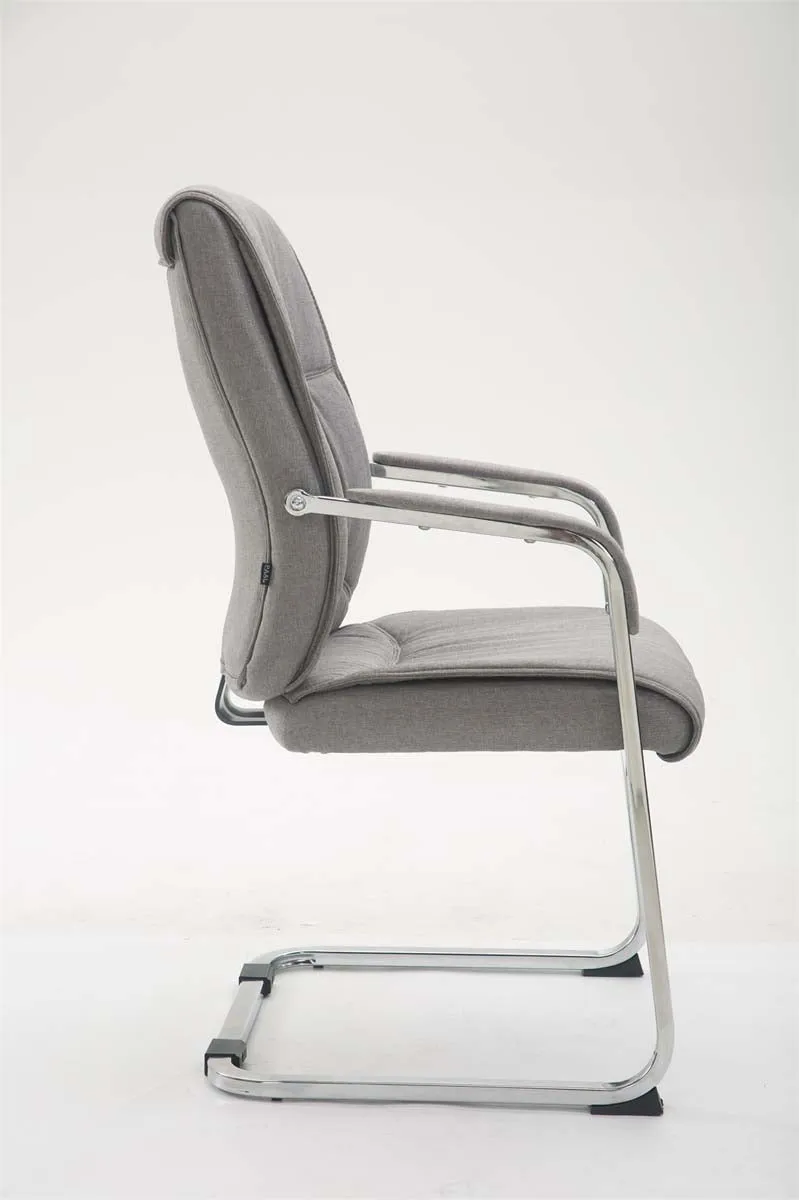 Chaise de visiteur XXL sans roulettes confortable et design en tissu gris clair BUR10696