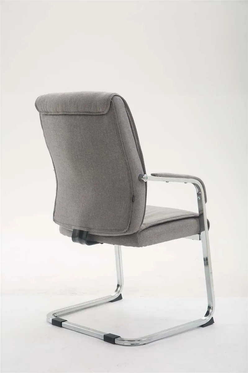 Chaise de visiteur XXL sans roulettes confortable et design en tissu gris clair BUR10696