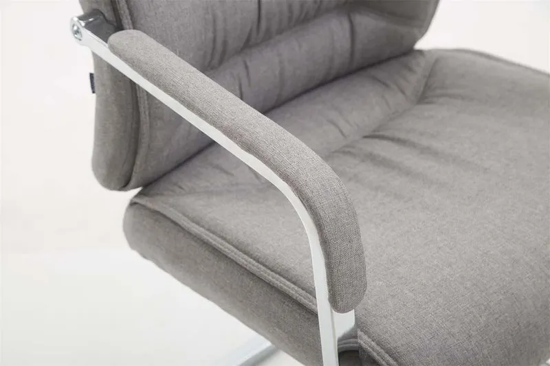 Chaise de visiteur XXL sans roulettes confortable et design en tissu gris clair BUR10696