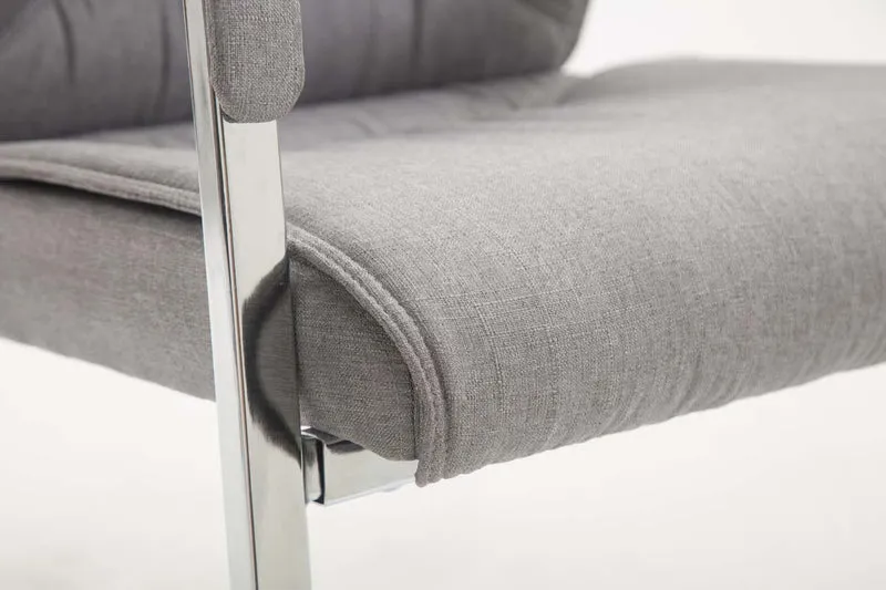 Chaise de visiteur XXL sans roulettes confortable et design en tissu gris clair BUR10696