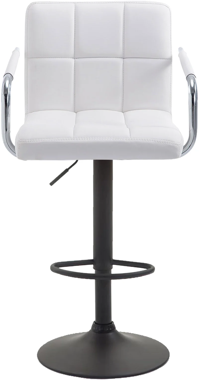 Tabouret de bar repose-pieds en synthétique blanc pieds trompette en métal noir mat TDB10535