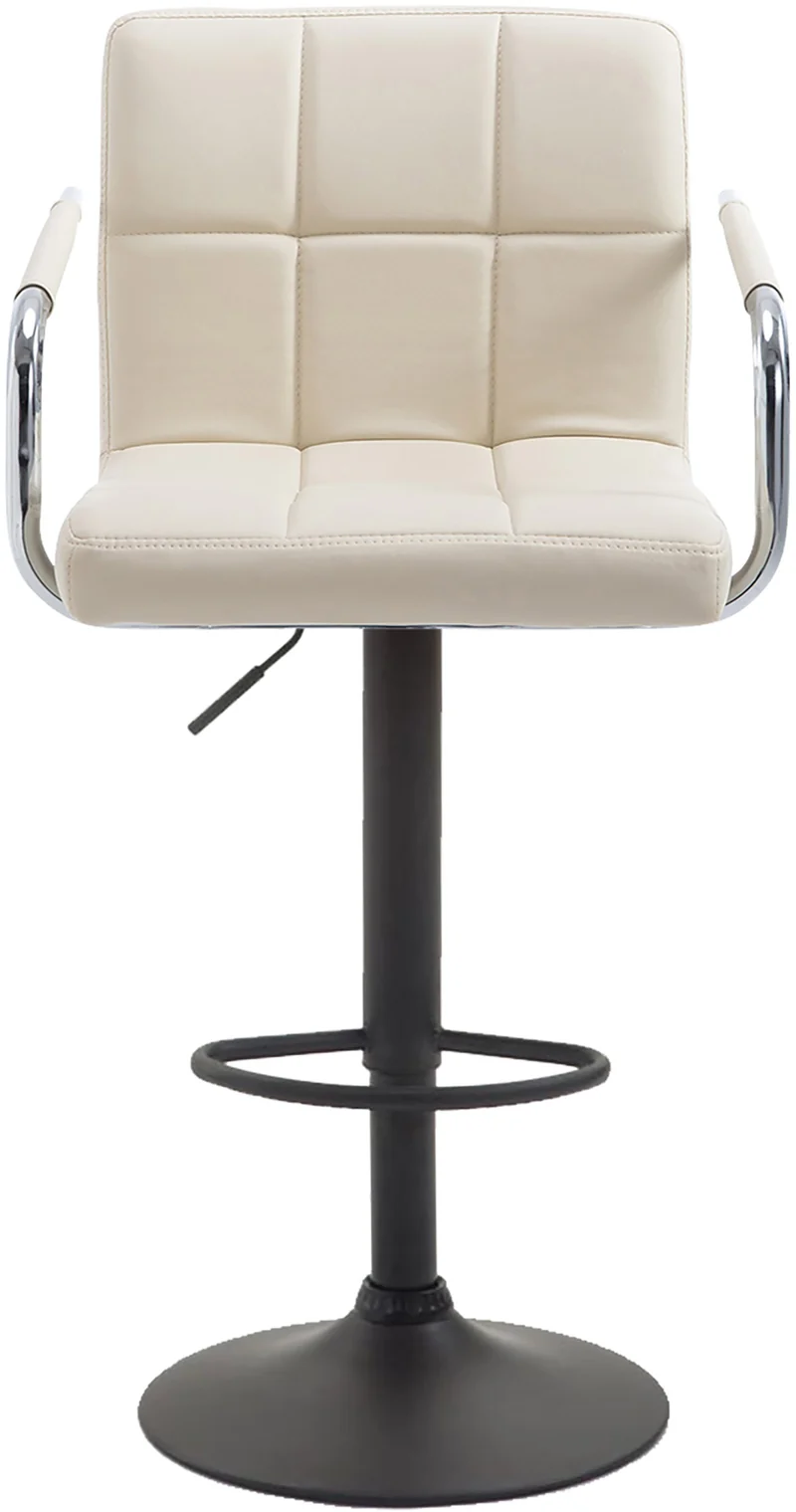 Tabouret de bar x1 repose-pieds en synthétique crème pieds trompette en métal noir mat TDB10531