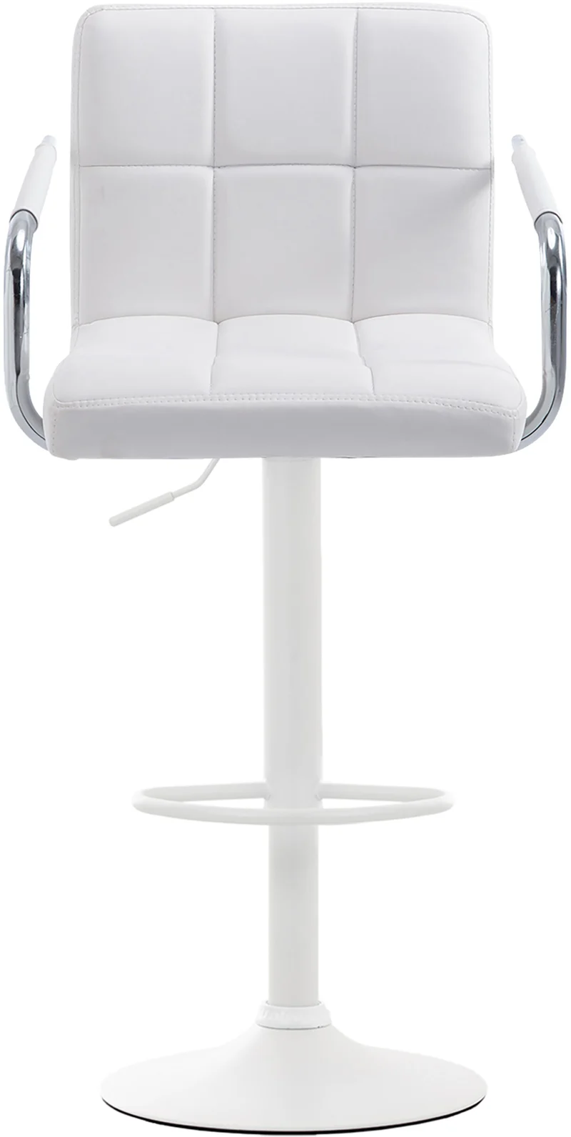 Tabouret de bar repose-pieds en synthétique blanc pieds trompette en métal blanc mat TDB10529