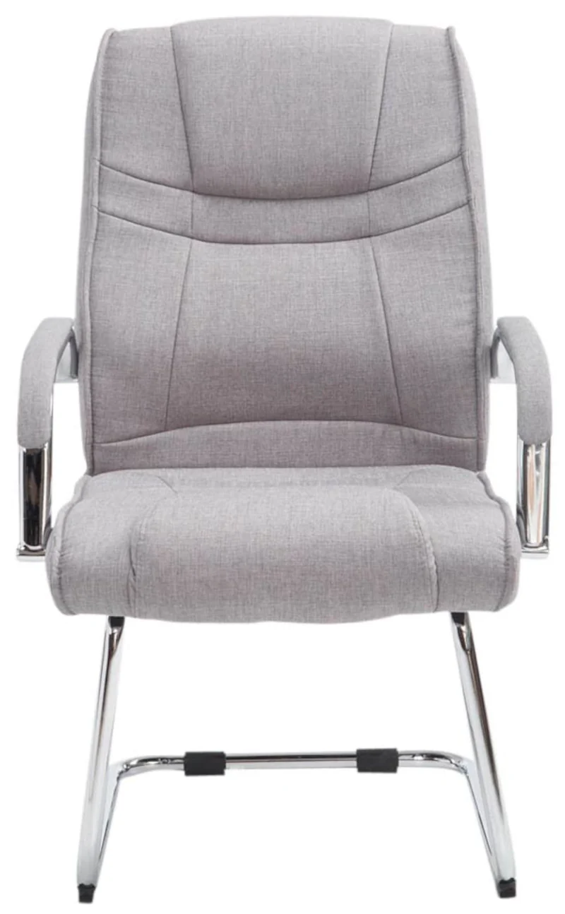 Lot de 2 fauteuils de bureau sans roulettes accoudoirs chaise visiteur charge maximale 180 kg en tissu gris cadre en métal 10_0008535