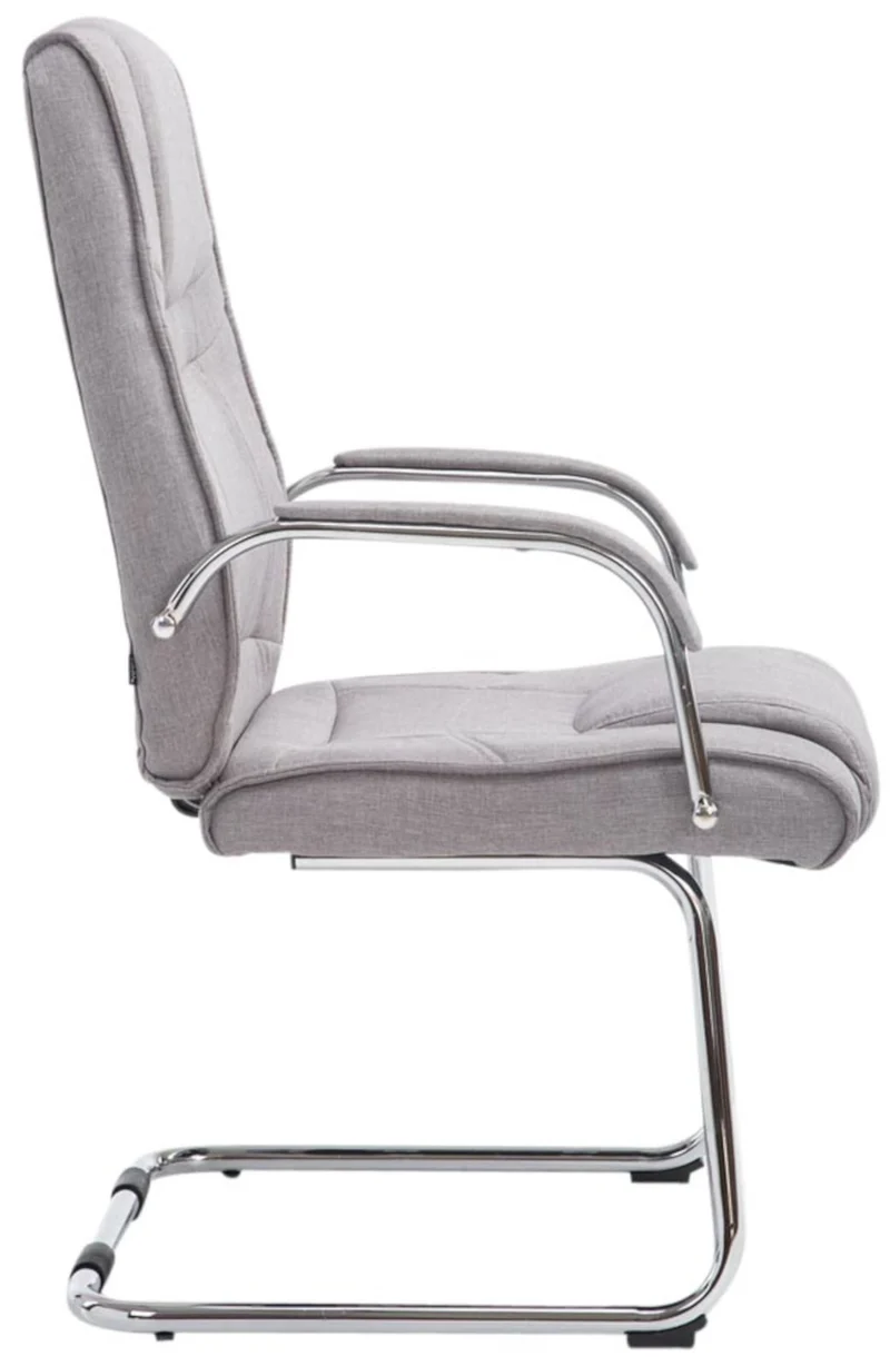 Lot de 2 fauteuils de bureau sans roulettes accoudoirs chaise visiteur charge maximale 180 kg en tissu gris cadre en métal 10_0008535