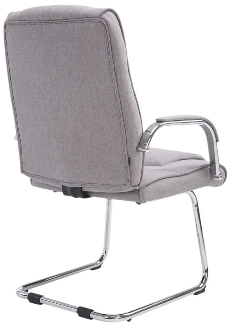 Lot de 2 fauteuils de bureau sans roulettes accoudoirs chaise visiteur charge maximale 180 kg en tissu gris cadre en métal 10_0008535