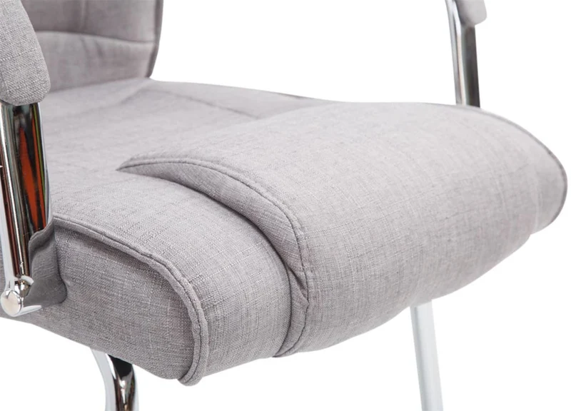 Lot de 2 fauteuils de bureau sans roulettes accoudoirs chaise visiteur charge maximale 180 kg en tissu gris cadre en métal 10_0008535
