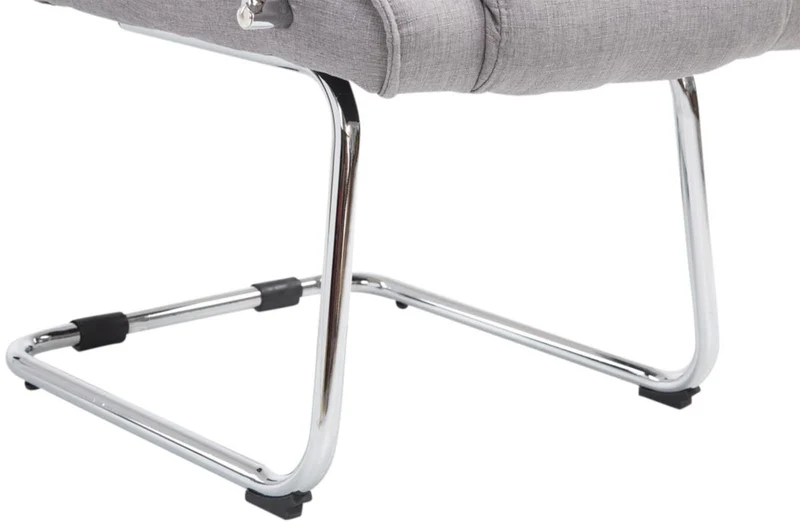 Lot de 2 fauteuils de bureau sans roulettes accoudoirs chaise visiteur charge maximale 180 kg en tissu gris cadre en métal 10_0008535