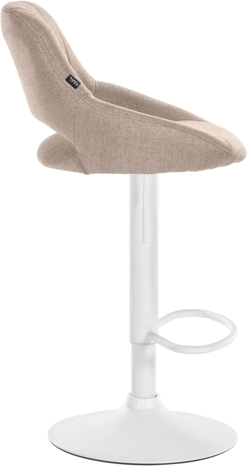 Lot de 2 tabourets de bar réglables en tissu taupe dossier ajouré et pied métal blanc 10_0005582