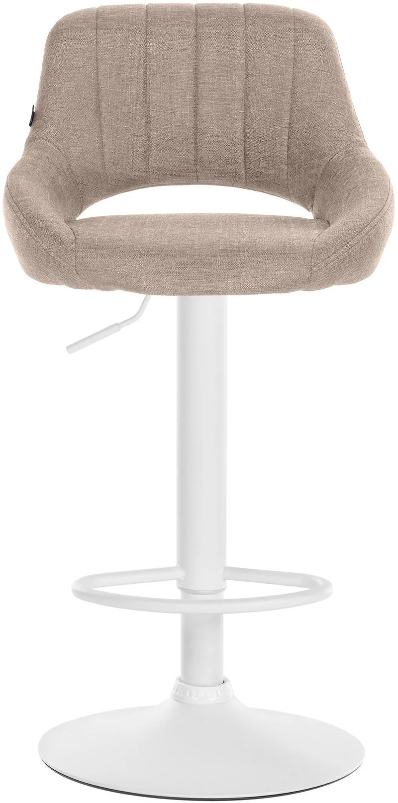 Lot de 2 tabourets de bar réglables en tissu taupe dossier ajouré et pied métal blanc 10_0005582