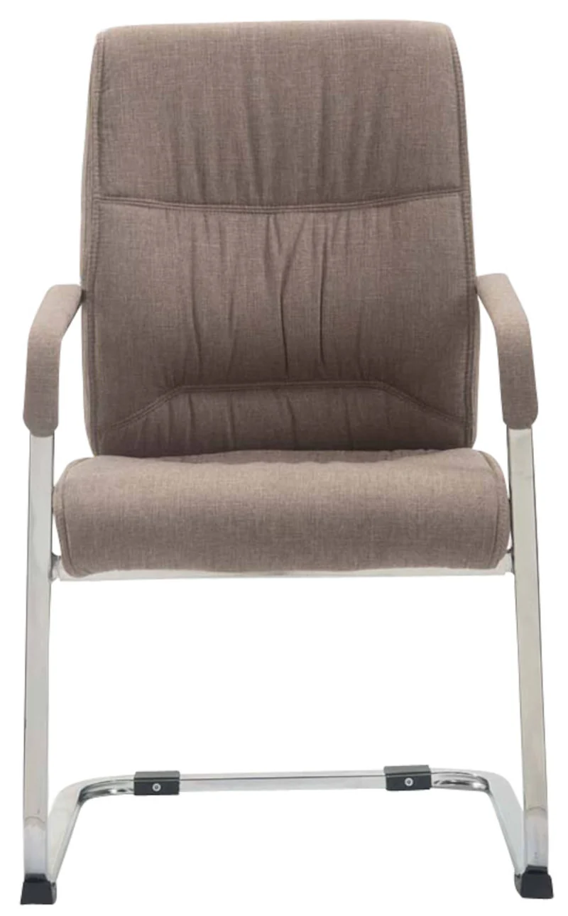 Lot de 2 chaises de bureau avec accoudoirs XXL en tissu taupe cadre en métal chromé 10_0003125